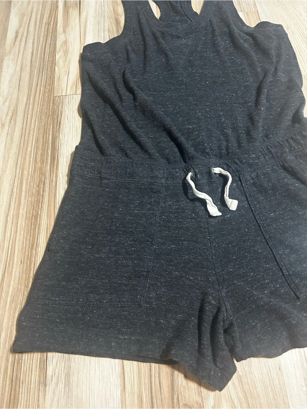 Nike Charcoal Sleeveless Drawstring Romper with White Logo